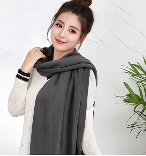 Wander Agio Women's Warm Long Shawl Winter Scarfs Large Scarf Pure Color Dark Grey