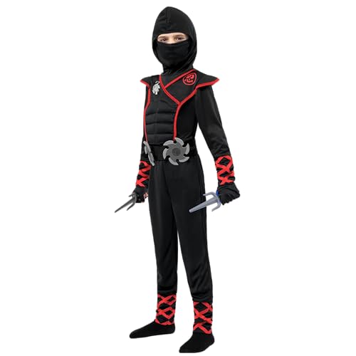 Spooktacular Creations Halloween Ninja Costume, Black Ninja Costume Kids, Ninja Accessories Costume Set, ninja dressing up, Halloween Costumes for Boys DressUp and RolePaly Party (Small (5-7 yrs))