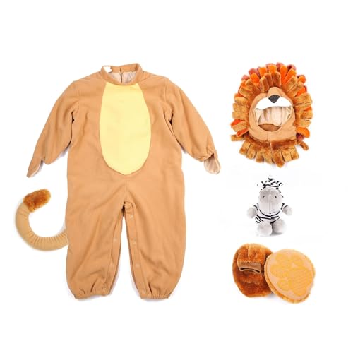 Spooktacular Creations Halloween Baby Lion Costume Toddler Set with Toy Zebra for Kids Deluxe Realistic Halloween Dress Up, Animal Themed Party (6-12 months)