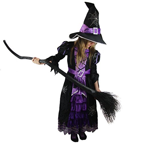 Spooktacular Creations Fairytale Witch Cute Witch Costume Deluxe Set with Broom for Girls (S 5-7)