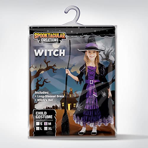 Spooktacular Creations Fairytale Witch Cute Witch Costume Deluxe Set with Broom for Girls (S 5-7)