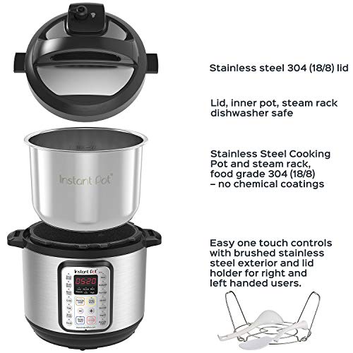 Instant Pot Duo Plus 9-in-1 Electric Pressure Cooker, Slow Cooker, Rice Cooker, Steamer, Sauté, Yogurt Maker, Warmer & Sterilizer, Includes App With Over 800 Recipes, Stainless Steel, 8 Quart