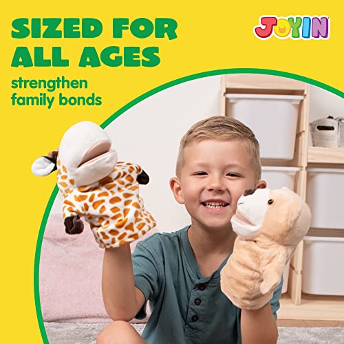 JOYIN 6Pcs Kids Hand Puppet Set with Working Mouth, Toddler Animal Plush Toy Includes Elephant, Giraffe, Lion, Bear, Raccoon and Monkey for Show Theater, Birthday Gifts