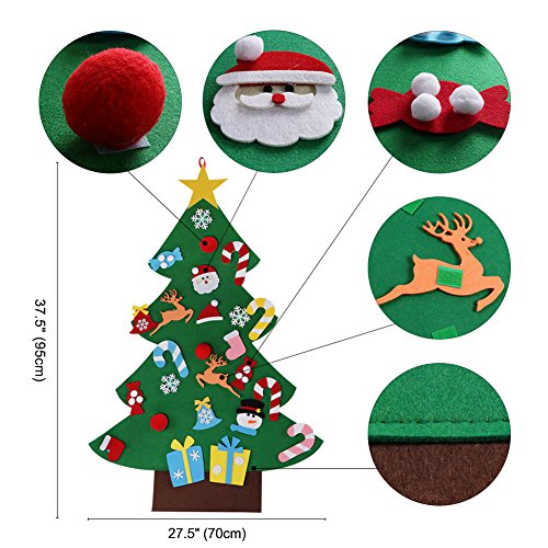 Aytai DIY Felt Christmas Tree Set with Ornaments for Kids, Xmas Gifts, New Year Door Wall Hanging Decorations