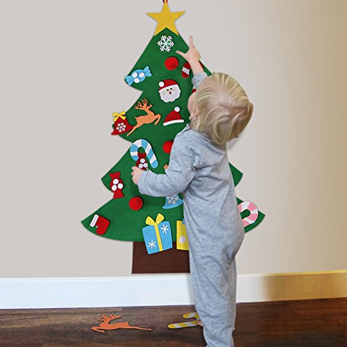 Aytai DIY Felt Christmas Tree Set with Ornaments for Kids, Xmas Gifts, New Year Door Wall Hanging Decorations