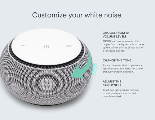 SNOOZ Smart White Noise Machine - Real Fan Inside for Non-Looping White Noise Sounds - App-Based Remote Control, Sleep Timer, and Night Light - Cloud