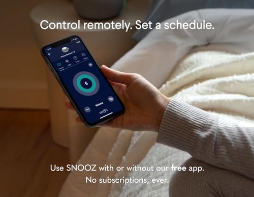 SNOOZ Smart White Noise Machine - Real Fan Inside for Non-Looping White Noise Sounds - App-Based Remote Control, Sleep Timer, and Night Light - Cloud