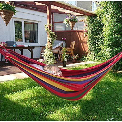 Anyoo Garden Cotton Hammock Comfortable Fabric Hammock with Tree Straps for Hanging Sturdy Hammock Up to 660lbs Portable Hammock with Travel Bag for Camping Outdoor/Indoor Patio Backyard