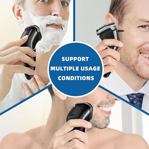 Electric Shaver Razor for Men, MAX-T Quick Rechargeable Wet Dry Rotary Shaver with Pop Up Trimmer and LED Display, IPX7 100% Waterproof (8101 with USB Cable)