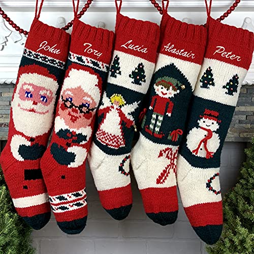 Christmas Stocking Personalized Hand Knit Snowman Stocking