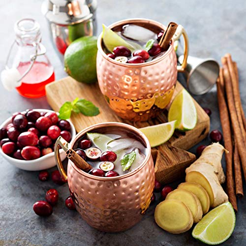 LIVEHITOP Moscow Mule Mugs Set of 4, Handcrafted Copper Cocktail Cups Kit 19.5 oz with Coasters for Cold Drink, Wine, Bar, Party, Hotel, Gift