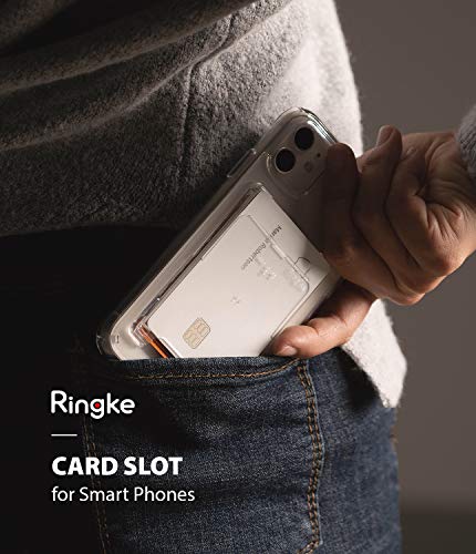 Ringke Slot Card Holder (2 Pack) Designed for Smartphones, Adhesive Stick On Wallet Case Minimalist Slim Hard Premium Credit Card Cash Sleeve - Clear Mist