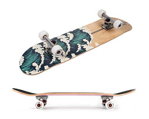 Amrgot Skateboards for Beginners,31*8 inches Complete Skateboards for Kids,Boys,Girls and Adults,7 Layer Maple Wood,Double Kick Deck Concave Standard and Tricks Skateboard