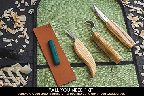 BeaverCraft S13 Wood Carving Tools Set for Spoon Carving 3 Knives Wood Carving Kit for Beginners Hook Knife Wood Carving Right-Handed Spoon Carving Whittling Knives (S13 Right-Handed)