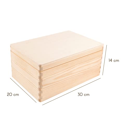 Creative Deco Large Wooden Storage Box with Hinged Lid | 11.8 x 7.87 x 5.51 inches (+-0.5) | Plain Unpainted Gift Box for Shoes Crafts Clothes Jewelry | Rough & UNSANDED Wood Keepsake Chest