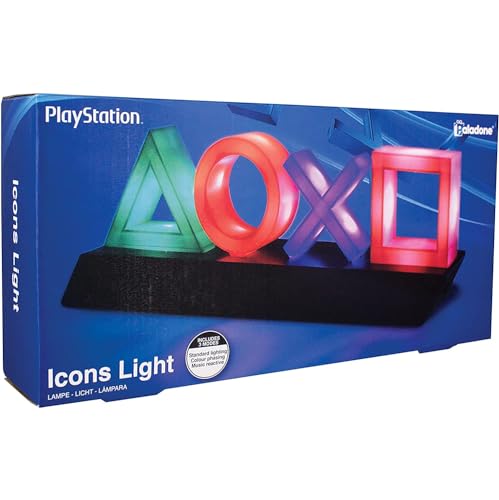 Paladone Playstation Controller Icons Light with 3 Light Modes - Sound Reactive, Dynamic Phasing, and Standard Mode - Gaming Desk Accessories and Game Room Decor