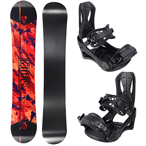 STAUBER Summit Snowboard & Binding Package Size 128, 133, 138, 143, 148,153,158,161- Best All-Terrain, Twin Directional, Hybrid Profile Snowboard & Bindings for All Levels