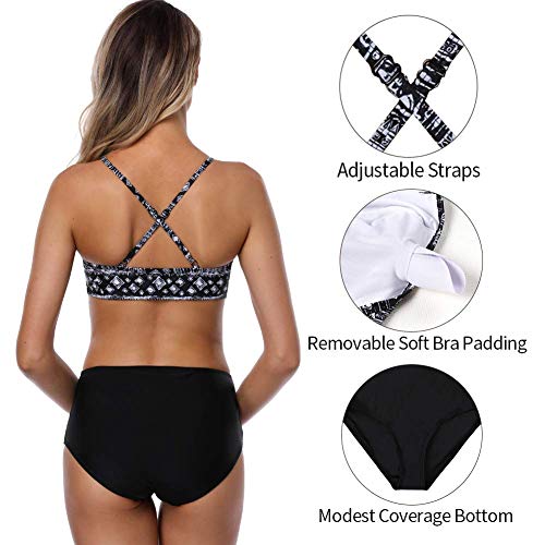 CharmLeaks Women's Bikini Sets High Neck Two Piece Swimsuits Sport Bathing Suits