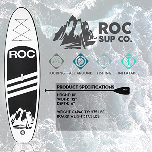 Roc Inflatable Stand Up Paddle Boards with Premium SUP Paddle Board Accessories, Wide Stable Design, Non-Slip Comfort Deck for Youth & Adults