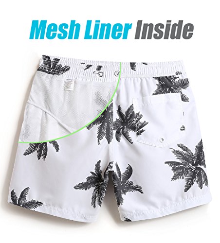 maamgic Mens Swim Trunks 7 Inch Quick Dry Printed Short with Mesh Lining Swimwear Bathing Suits