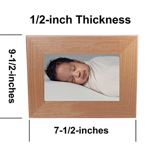 Personalized Add Your Custom Text Hanging/Tabletop Wall Natural Alder Wood Picture Photo Frame Customizable (5x7-inch Vertical)