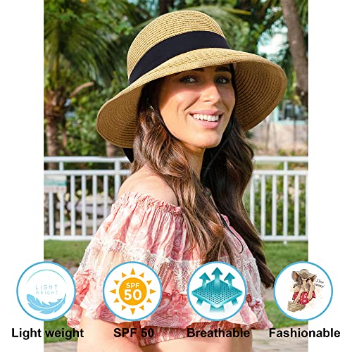 Verabella Sun Hats for Women UPF 50+ Women's Lightweight Foldable/Packable Beach Sun Hat