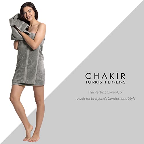 Chakir Turkish Linens | Hotel & Spa Quality 100% Cotton Premium Turkish Towels | Soft & Absorbent (4-Piece Bath Towels, Gray)