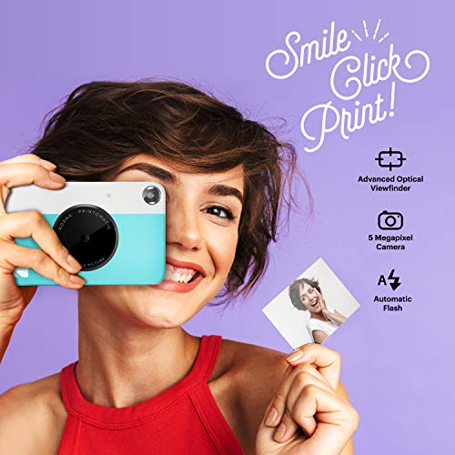 KODAK Printomatic Full-Color Instant Print Digital Camera - High-Quality Photos On Zink 2x3" Sticky-Back Photo Paper - 5MP, Portable, Creative Fun Gift for Birthday, Christmas, Holiday - Blue