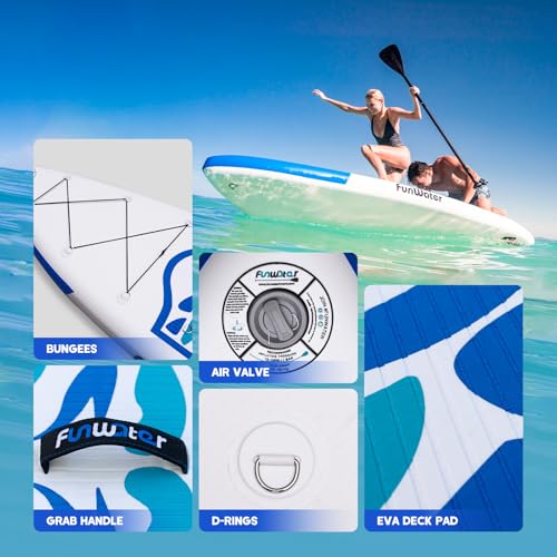 FunWater Inflatable Ultra-Light Stand Up Paddle Board for All Skill Levels with Premium SUP Paddleboard Accessories,Non-Slip Comfort Deck for Youth & Adults.