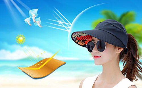 HINDAWI Sun Hats for Women Wide Brim UV Protection Sun Hat Summer Beach Packable Visor