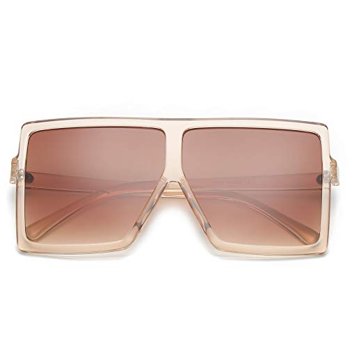 GRFISIA Square Oversized Sunglasses for Women Men Flat Top Fashion Shades