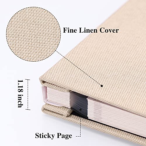 Vienrose Large Photo Album Self Adhesive for 4x6 5x7 8x10 Pictures Scrapbook Album DIY Scrap Book 40 Sticky Pages with A Metallic Pen Beige