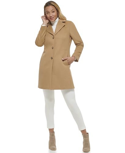 Calvin Klein Women's Classic Cashmere Wool Blend Coat, Camel Classic, 12