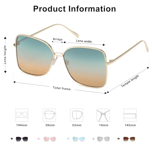 SOJOS Classic Square Oversized Sunglasses for Women Big Large Designer Style Sunnies SJ1082