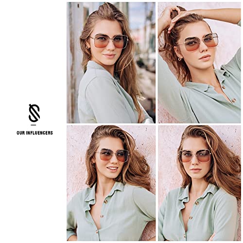 SOJOS Classic Square Oversized Sunglasses for Women Big Large Designer Style Sunnies SJ1082