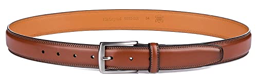 KM Legend Men's Genuine Leather Dress Belt with Premium Quality - Classic & Fashion Design for Work Business and Casual (esBrown, 32)