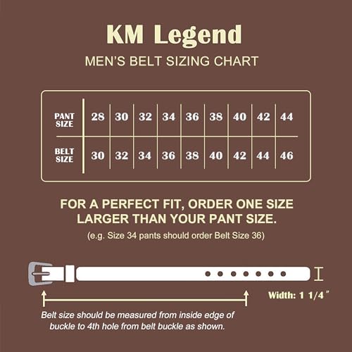 KM Legend Men's Genuine Leather Dress Belt with Premium Quality - Classic & Fashion Design for Work Business and Casual (esBrown, 32)