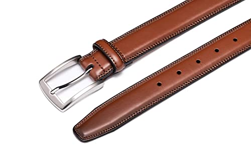 KM Legend Men's Genuine Leather Dress Belt with Premium Quality - Classic & Fashion Design for Work Business and Casual (esBrown, 32)