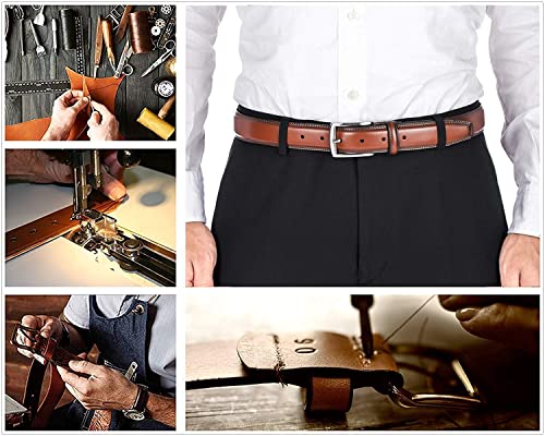 KM Legend Men's Genuine Leather Dress Belt with Premium Quality - Classic & Fashion Design for Work Business and Casual (esBrown, 32)