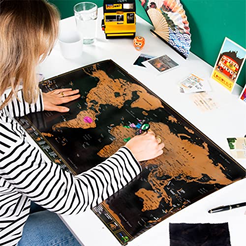 Atlas & Green Scratch Off World Map with all U.S States. Large 28x16.5" Travel Map. Places I've Been Map of the World Poster Scratch Map. Scratch Off Map. World Travel Map with Accessories and Gift Tube