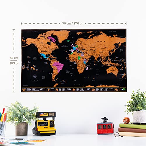 Atlas & Green Scratch Off World Map with all U.S States. Large 28x16.5" Travel Map. Places I've Been Map of the World Poster Scratch Map. Scratch Off Map. World Travel Map with Accessories and Gift Tube