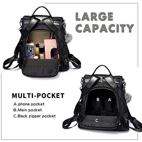 PINCNEL Women Backpack Purse Waterproof Nylon Anti-theft Rucksack Lightweight Shoulder Bag