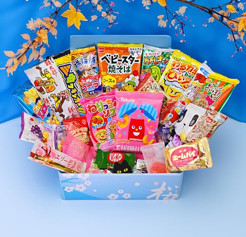 Sakura Box Japanese Snacks & Candy 30 Piece Dagashi Set Gift (Box)