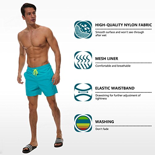 SILKWORLD Men's Swim Trunks Quick Dry Beach Shorts with Pockets