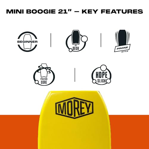 Morey Mini Boogie 21” - PHUZION CORE - XPE Deck - HDPE Slick - Crescent Tail - for bodysurfing, Bodyboarding, kickboarding or Beach