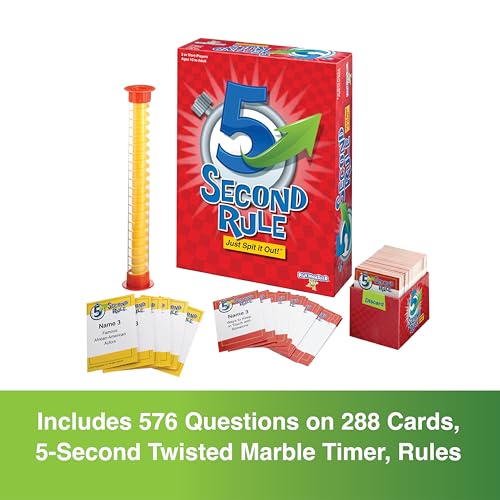 5 Second Rule Game - Simple Questions Card Game for Family Fun, Party, Kids, Travel, Game Night & Sleepovers - Think Fast and Shout Out Answers - For Ages 10+