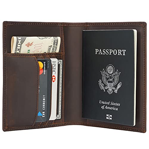 Polare Slim RFID Blocking Leather Passport Holder Travel Bifold Wallet For Men