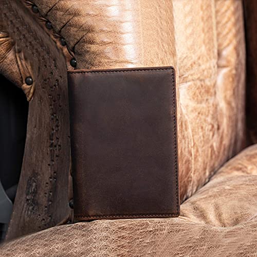 Polare Slim RFID Blocking Leather Passport Holder Travel Bifold Wallet For Men