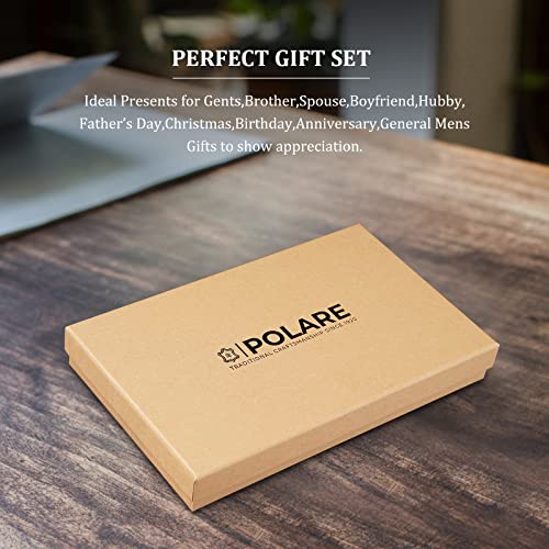 Polare Slim RFID Blocking Leather Passport Holder Travel Bifold Wallet For Men