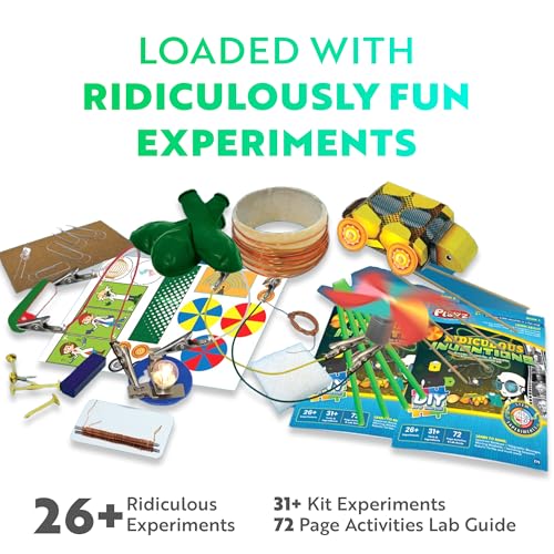 Playz Ridiculous Inventions Science Kits for Kids - Energy, Electricity & Magnetic Experiments Set - Build Electric Circuits, Motors, Telegraphic Messages, Robotics & more Kids Educational Toys